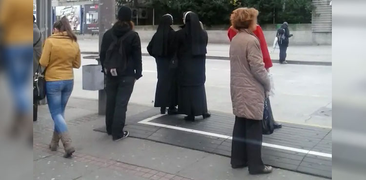 'Ghost with see-through' legs spotted at bus stop