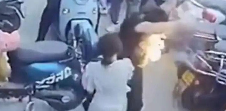 Shocking video: phone bursts into flames inside man's bag