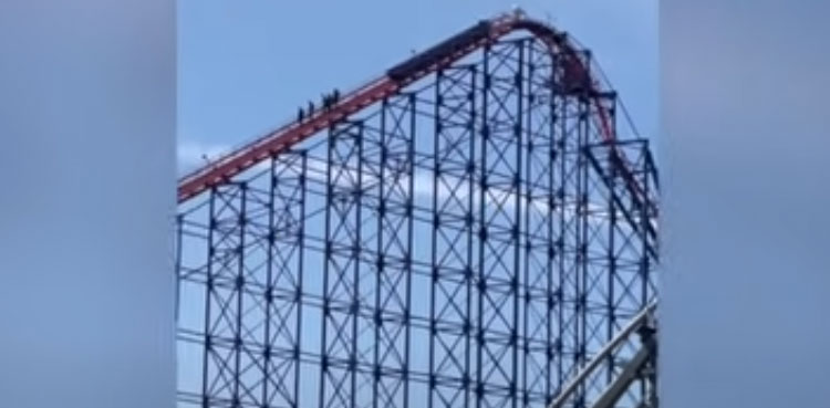 Horrific video: Rollercoaster ride breaks down mid-air in UK