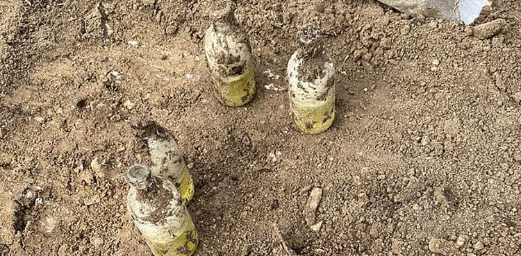 WATCH: 'Milk bottles' dug up in garden turn out to be WW-II bombs