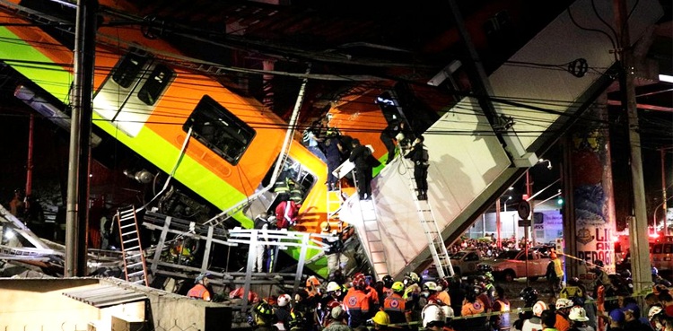 Mexico City rail overpass collapses onto road, killing at least 23