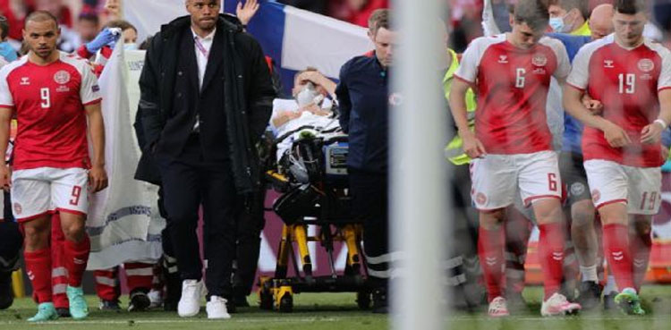 Denmark’s Eriksen had cardiac massage on pitch, was able to speak before going to hospital -team doctor