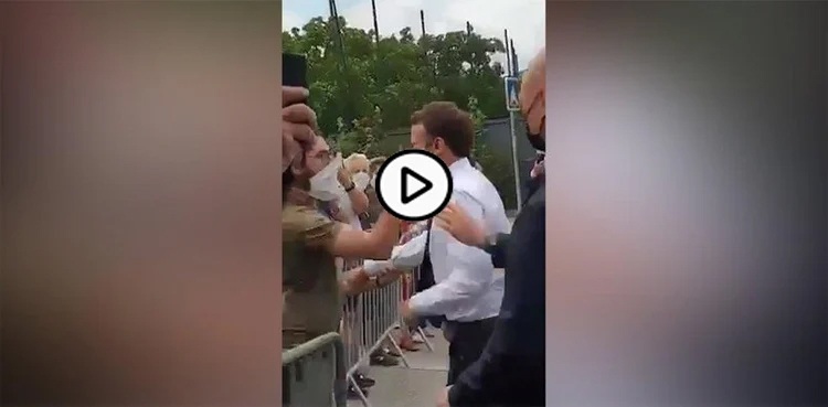 French president Macron slapped on regional tour