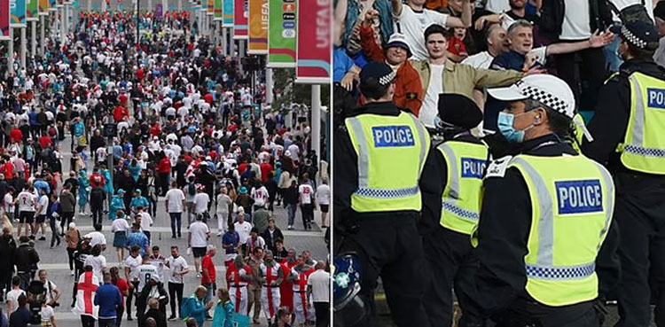 Euro 2020 final: Ticketless England fans storm Wembley gates