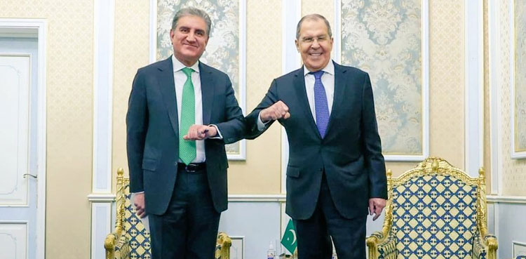 FM Qureshi meets Russian counterpart in Dushanbe