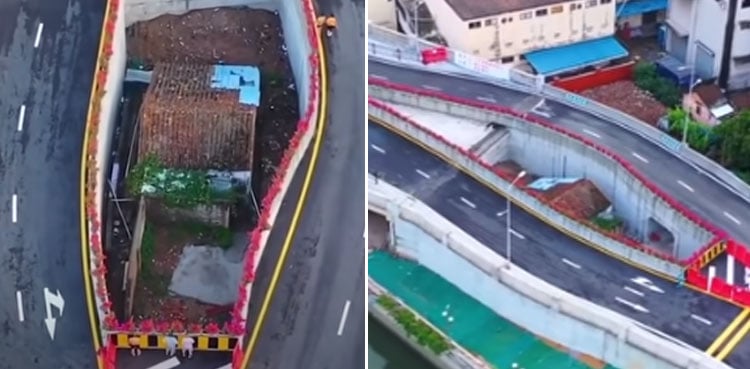Highway built around a house after owner refused to move