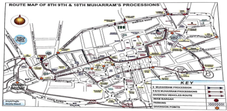 Karachi: Police issues traffic plan for 08, 09 and 10 Muharram