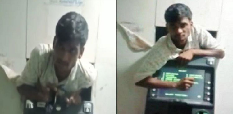 WATCH: Police rescue drunk thief as he gets stuck inside ATM during theft