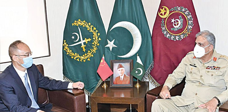 Chinese ambassador calls on COAS Bajwa at GHQ