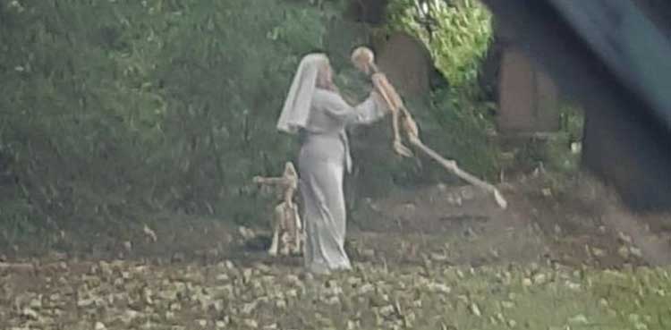 Woman dances with a human skeleton, image goes viral