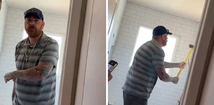 VIDEO: Contractor takes sledgehammer to destroy own renovation after client refused to pay