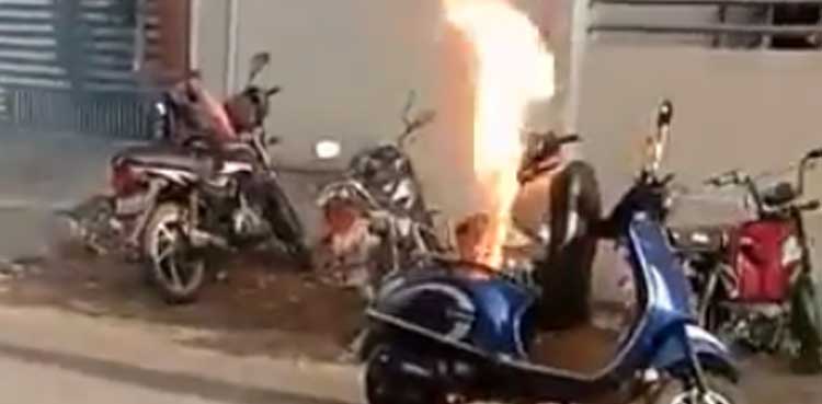 Watch: Electric scooter catches fire