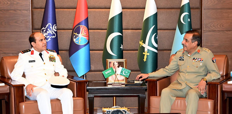 Commander Royal Saudi Naval Forces meets CJCSC Raza, COAS Bajwa
