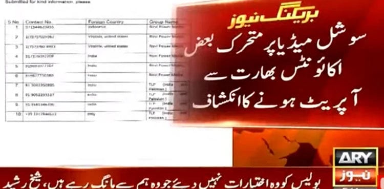 FIA probe reveals Indian numbers in WhatsApp groups of TLP