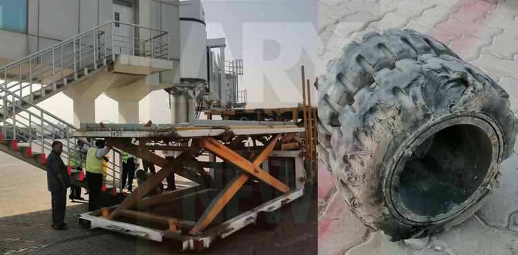 PIA cargo loader hits boarding bridge at Peshawar airport