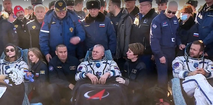 Russians return to Earth after filming first movie in space