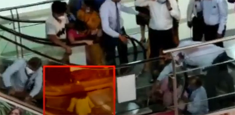 Video: Minor girl rescued hours after getting stuck in shopping mall's escalator