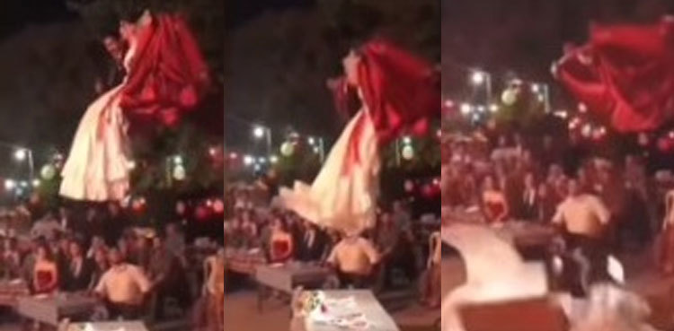 Viral video: Unique entry of bride and groom on swing turns into disaster