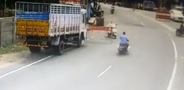 Viral video: Firecrackers explode on moving motorcycle