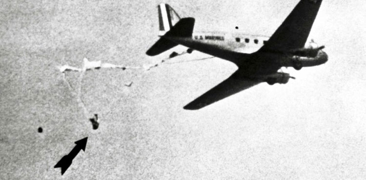 Man dangling from a plane saved mid-air rescue