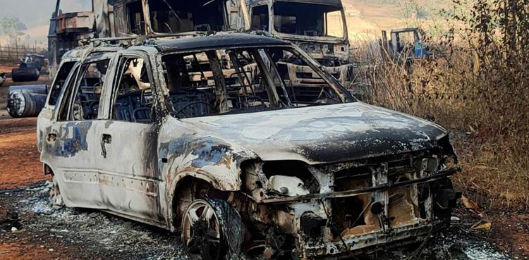 Burnt remains of dozens of people found in charred vehicles in Myanmar