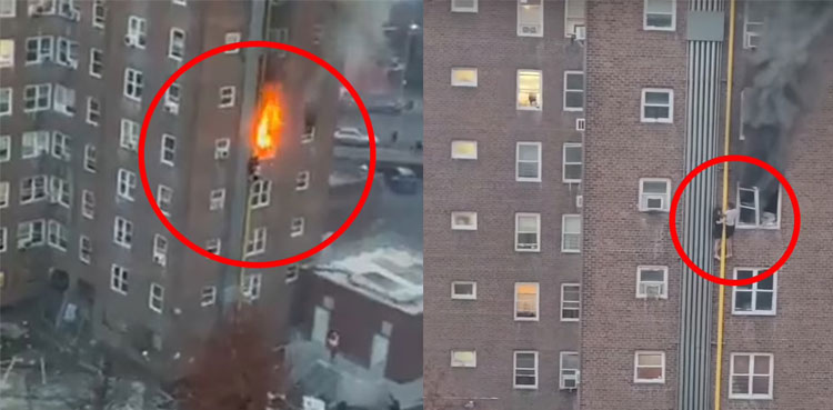 WATCH: Teenagers slide down pipe in narrow escape from building fire