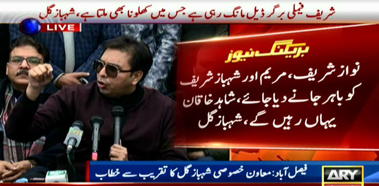 Shehbaz Sharif willing to strike 'deal' for four people, claims Gill