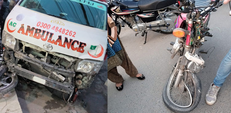 One die, two hurt as ambulance rams into motorcycle in Lahore