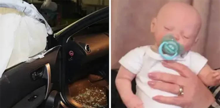 Police smash vehicle's window to rescue child-like doll