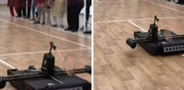 Viral video: Man plays badminton match with robot