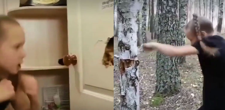 WATCH: 'World strongest girl' chops down tree, dents steel door with fists