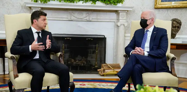 'We must stop the aggressor as soon as possible,' Zelensky tells Biden