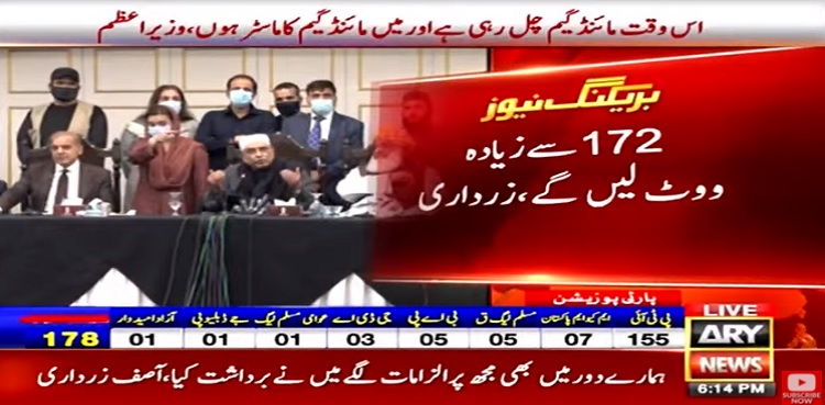 Asif Zardari claims over 172 MNAs to support no-confidence motion