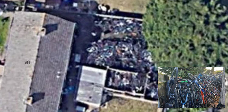 Man arrested after mountain of 'stolen bicycles' seen on Google Earth