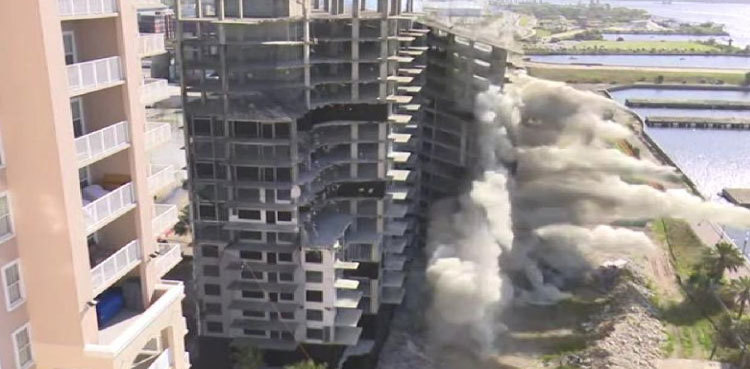 Watch: Unfinished building imploded after 15 years