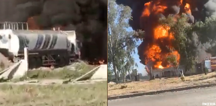 Fire rages at oil depot in Nowshera