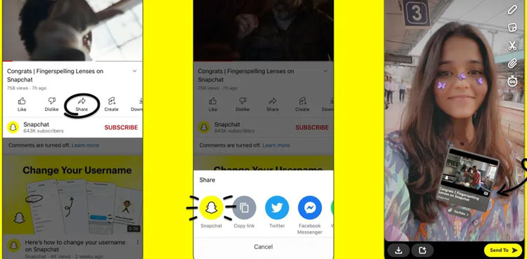 Snapchat allows posting YouTube videos as 'stickers' in snaps