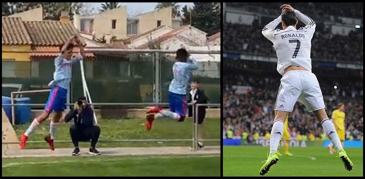 VIRAL: Cristiano Ronaldo Jr copies dad's signature move to celebrate
