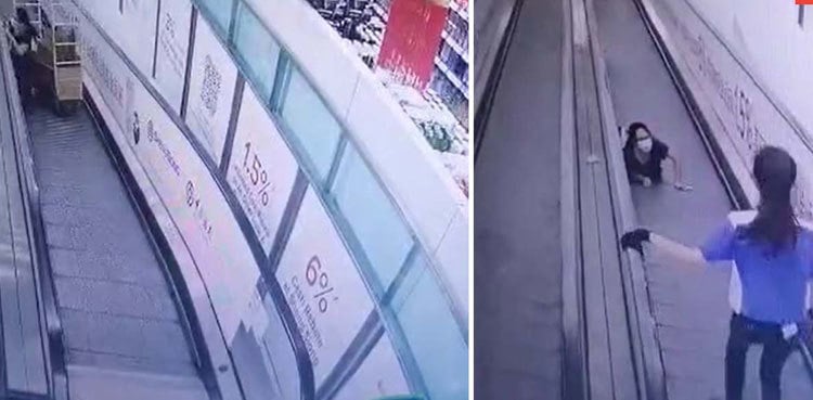 Runaway shopping trolley hits two customers; video goes viral