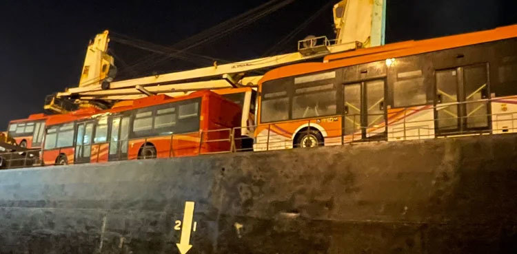 Good news for Karachi as Orange Line buses reach port
