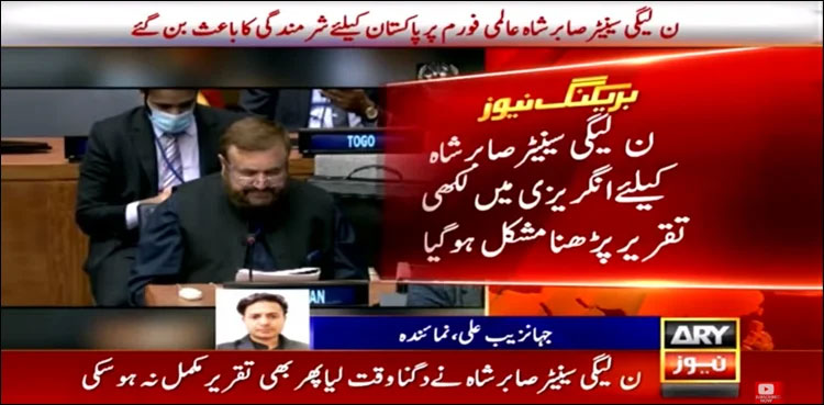 PML-N senator faces difficulties in delivering speech in English at UN forum