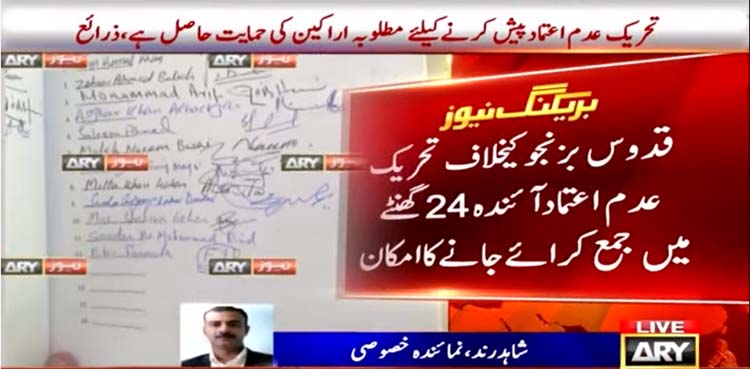 No-trust move to be tabled against CM Balochistan Abdul Quddus Bizenjo