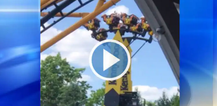Viral: Ride stuck at amusement park, leaves riders hanging upside down