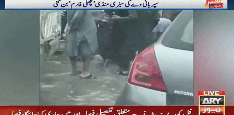 VIDEO: Karachiites catch fish from floodwater at New Sabzi Mandi