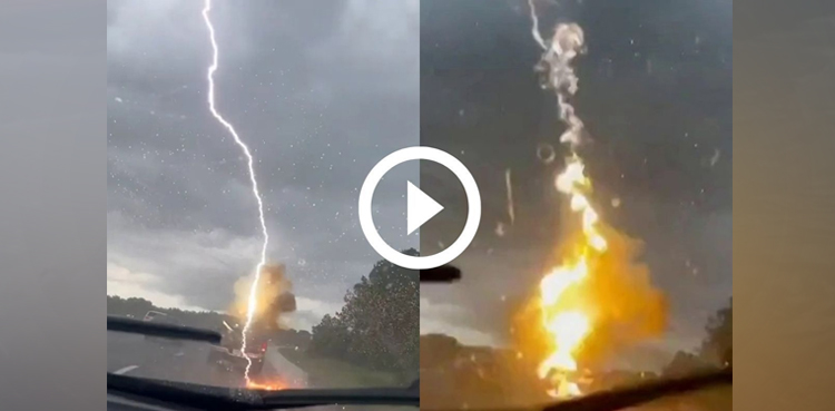 Lightning hits pickup truck, horrific video goes viral