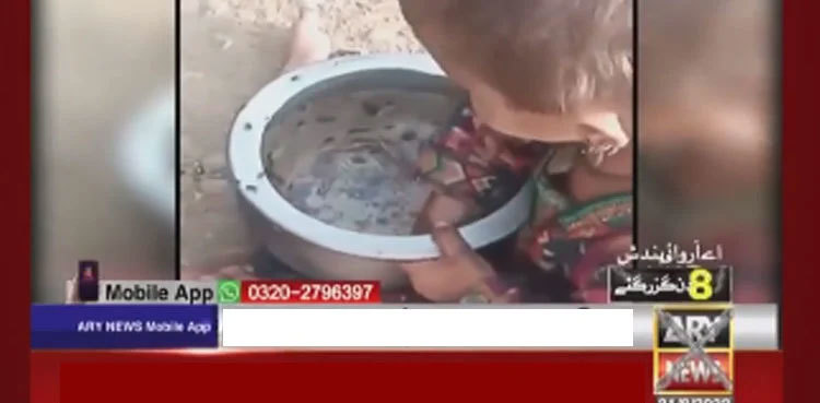 Heartbreaking video: Hungry girl pretending to eat food from empty pot