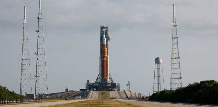 NASA's giant U.S. moon rocket emerges for debut launch