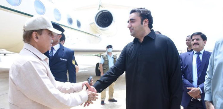 PM Shehbaz arrives in Sukkur to review flood relief operations