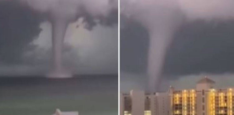 Huge tornado-like waterspout caught on camera