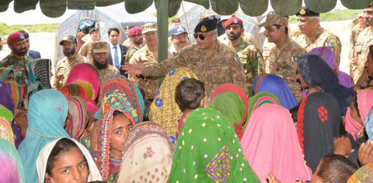 COAS Bajwa visits flood-hit Badin areas